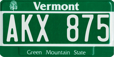 VT license plate AKX875
