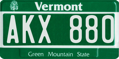 VT license plate AKX880