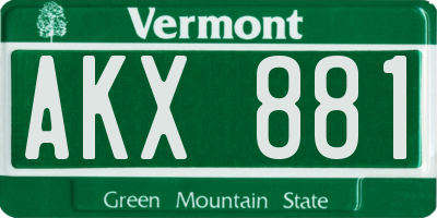 VT license plate AKX881