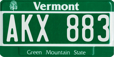VT license plate AKX883