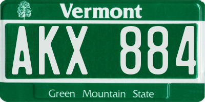 VT license plate AKX884