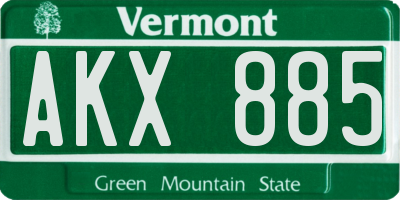 VT license plate AKX885