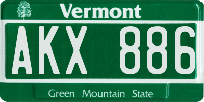 VT license plate AKX886