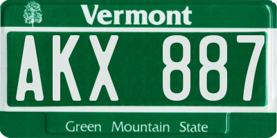 VT license plate AKX887