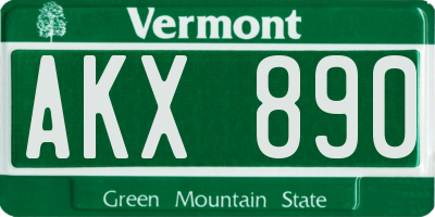 VT license plate AKX890