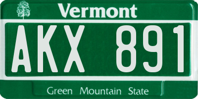 VT license plate AKX891