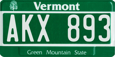 VT license plate AKX893