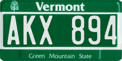 VT license plate AKX894