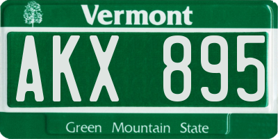 VT license plate AKX895