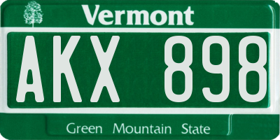VT license plate AKX898