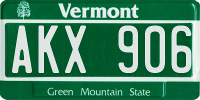 VT license plate AKX906