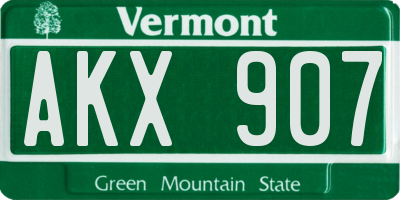 VT license plate AKX907