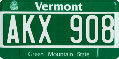VT license plate AKX908