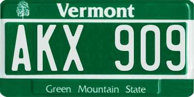 VT license plate AKX909