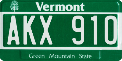 VT license plate AKX910