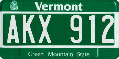 VT license plate AKX912