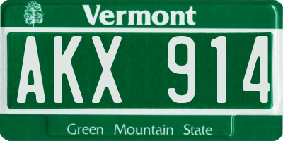 VT license plate AKX914
