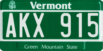VT license plate AKX915