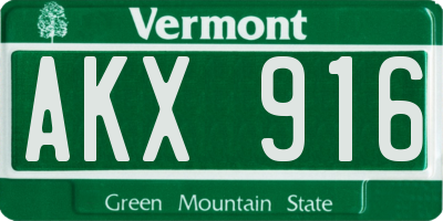 VT license plate AKX916