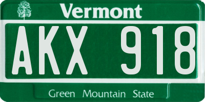 VT license plate AKX918
