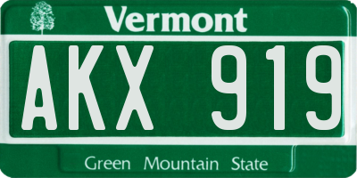 VT license plate AKX919