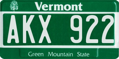 VT license plate AKX922