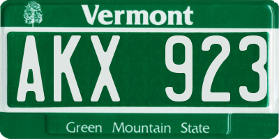 VT license plate AKX923