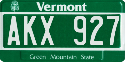 VT license plate AKX927