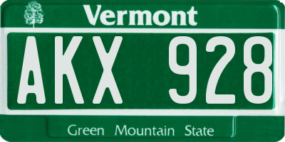 VT license plate AKX928