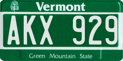 VT license plate AKX929