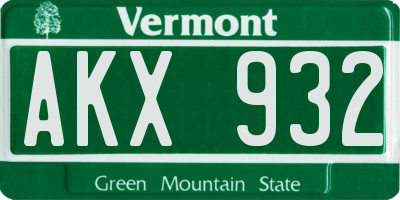 VT license plate AKX932
