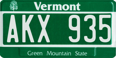 VT license plate AKX935
