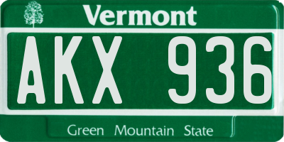VT license plate AKX936