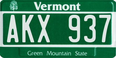 VT license plate AKX937