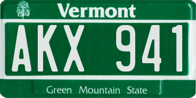 VT license plate AKX941