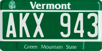 VT license plate AKX943