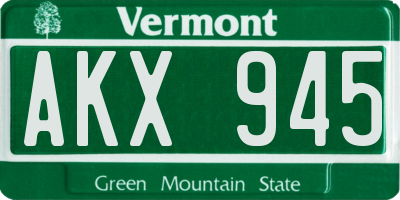 VT license plate AKX945