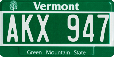 VT license plate AKX947