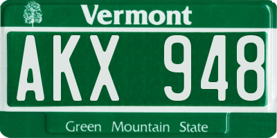 VT license plate AKX948