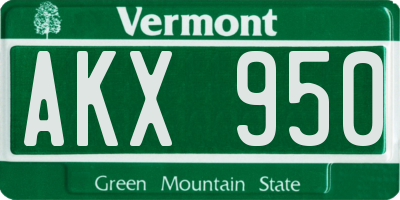 VT license plate AKX950