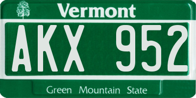 VT license plate AKX952