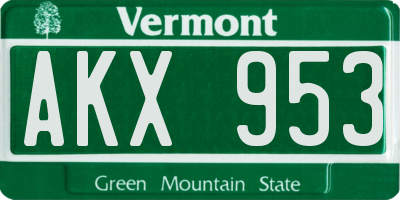 VT license plate AKX953
