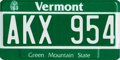 VT license plate AKX954