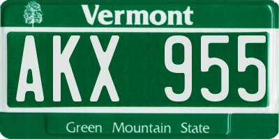 VT license plate AKX955