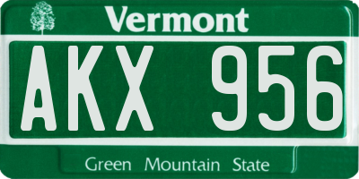 VT license plate AKX956
