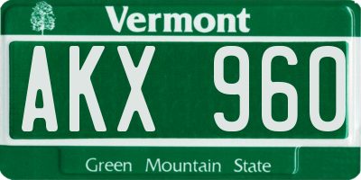 VT license plate AKX960