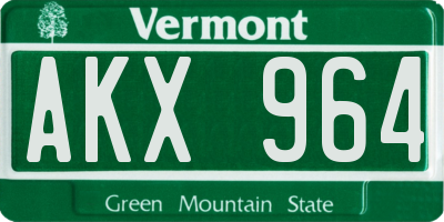 VT license plate AKX964