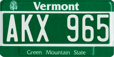 VT license plate AKX965