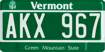 VT license plate AKX967