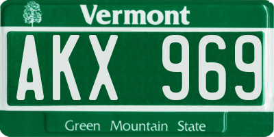 VT license plate AKX969